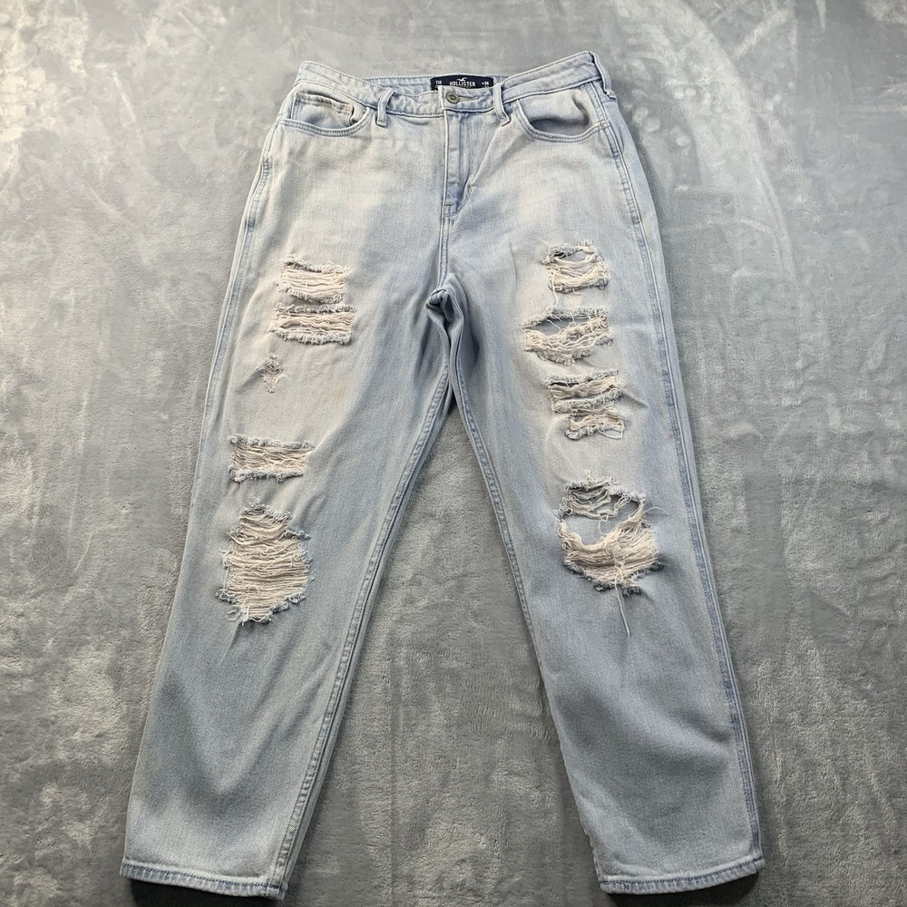 Hollister Jeans Womens 11R W30 L27 Ultra High Rise Mom Distressed Ripped Denim